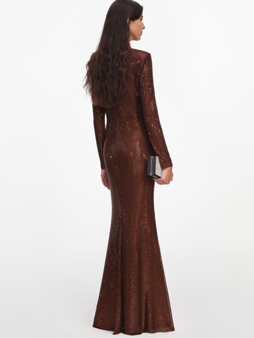 NWOT Self-Portrait BROWN RHINESTONE MAXI DRESS - Picture 6 of 8